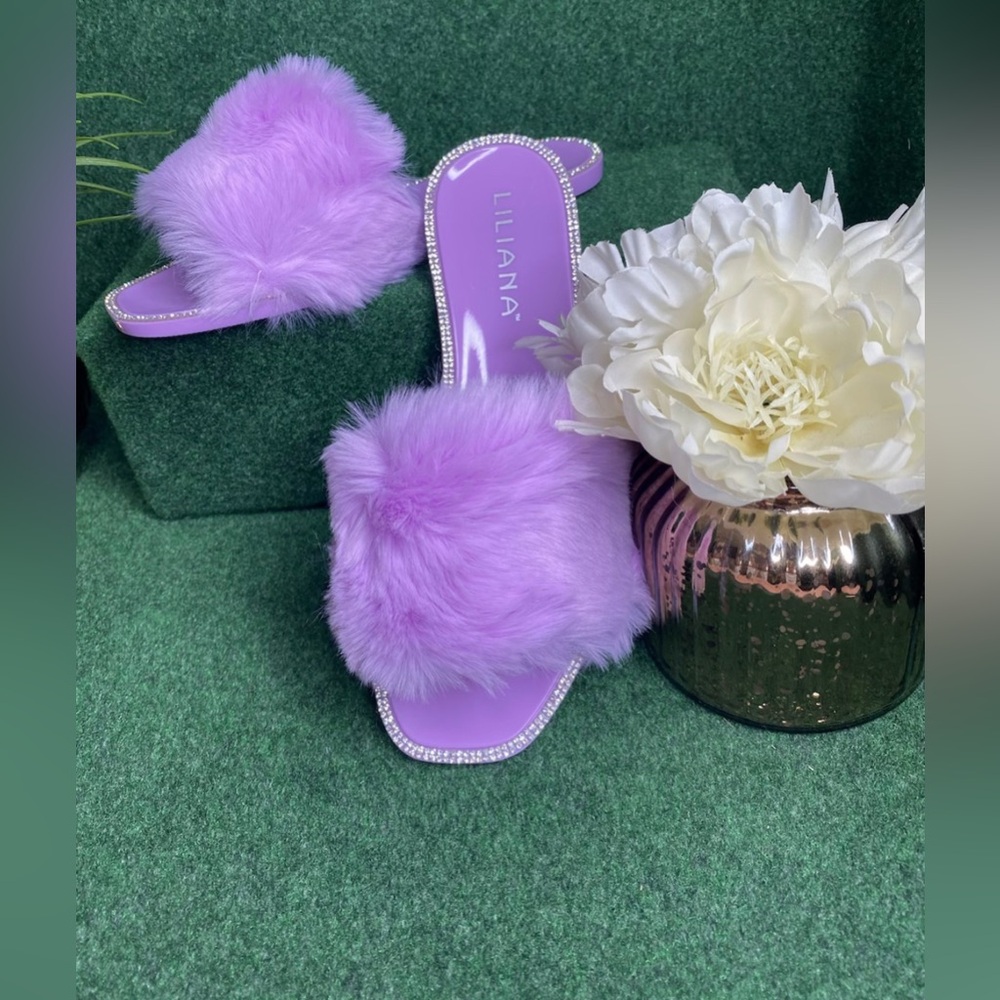 Lilac Jelli Fur Sandals